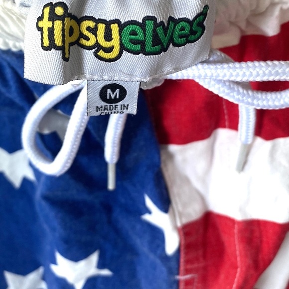 Tipsy elves patriotic stars & stripes printed swim trunks, Size M - Picture 4 of 5